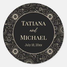 神秘的モダンな天の黒い金ゴールドシック結婚な ラウンドシール