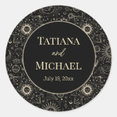 神秘的モダンな天の黒い金ゴールドシック結婚な ラウンドシール (正面)