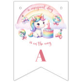神秘的ユニコーンフローラガール1st誕生日パーティー バンティングフラッグ (第2の旗)