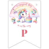 神秘的ユニコーンフローラガール1st誕生日パーティー バンティングフラッグ (第3の旗)