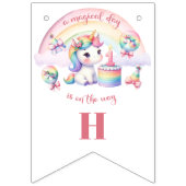 神秘的ユニコーンフローラガール1st誕生日パーティー バンティングフラッグ (第1の旗)
