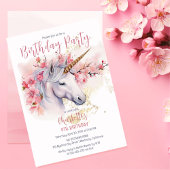 神秘的ユニコーンフローラガール4th誕生日パーティー 招待状