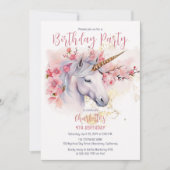 神秘的ユニコーンフローラガール4th誕生日パーティー 招待状 (正面)