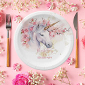 神秘的ユニコーンフローラガール6thバースデーパーティー ペーパープレート