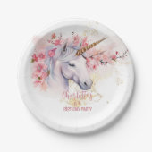 神秘的ユニコーンフローラガール6thバースデーパーティー ペーパープレート (正面)