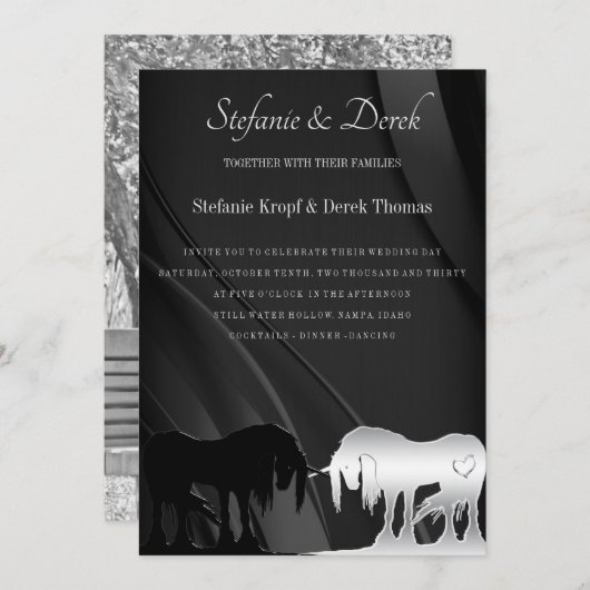 神秘的ユニコーン結婚式招待状 招待状 (正面/裏面)