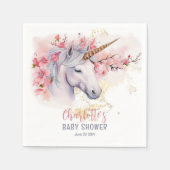 神秘的ユニコーン |ピンクのフローラガールベビーシャワー スタンダードカクテルナプキン (正面)