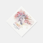 神秘的ユニコーン |ピンクのフローラガールベビーシャワー スタンダードカクテルナプキン (角)
