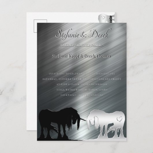 神秘的ユニコーン(メタリックライン) ポストカード (正面/裏面)