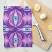 神秘的予測できなな紫の模様の青い目 キッチンタオル (四つ折り)