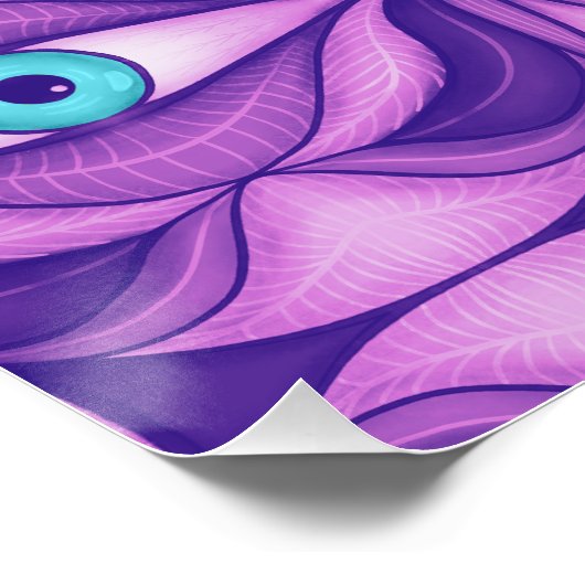 神秘的予測できなな紫の模様の青い目 ポスター (コーナー)