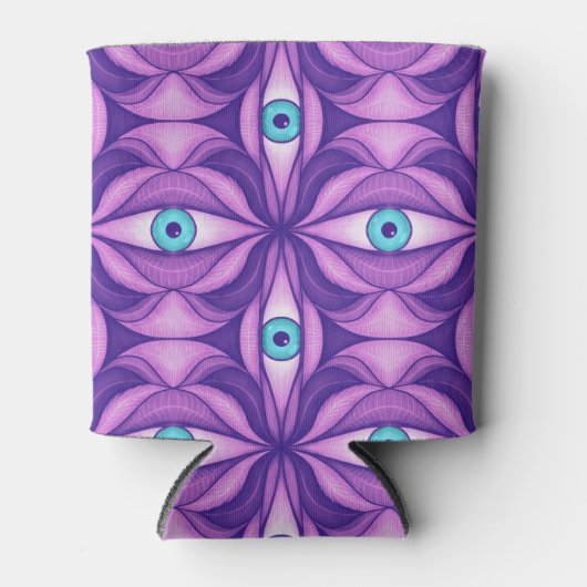 神秘的予測できなな紫の模様の青い目 缶クーラー (正面)
