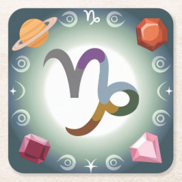 神秘的山羊座〔占星術の〕十二宮図コースターセット スクエアペーパーコースター