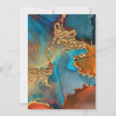 神秘的抽象芸術ティール(緑がかった色)コーラル金ゴールド セーブザデート (裏面)