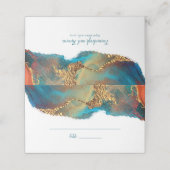 神秘的抽象芸術ティール（緑がかった色）コーラル金ゴールド プレイスカード (外部開封)