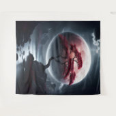 神秘的日本のスタイルピンクツリー タペストリー (正面(横))