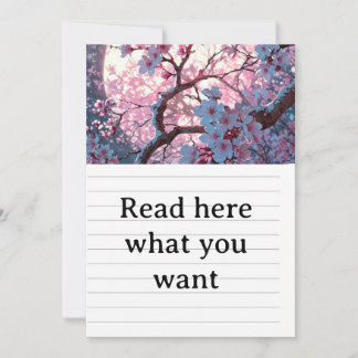 神秘的桜と満月のウェディング・インビ 招待状