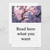 神秘的桜と満月のウェディング・インビ 招待状 (正面/裏面)