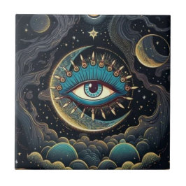 神秘的独身のな目の銀河系セラミックタイル タイル