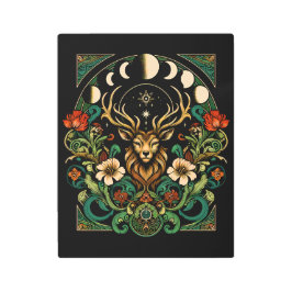 神秘的異教のなスタッグとムーン相 メタルプリント