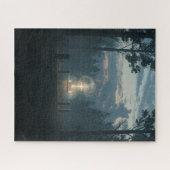 神秘的白熱［赤熱］光を放つな古代の森の聖十字架 ジグソーパズル (横)