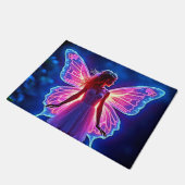 神秘的白熱［赤熱］光を放つな蝶フェアリー・アート ドアマット (アングル)