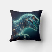 神秘的白熱［赤熱］光を放つな雰囲気の中のティラノサウルスレックス クッション (裏面)