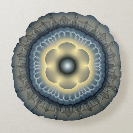 神秘的白熱［赤熱］光を放つオーナメント ラウンドクッション (正面)