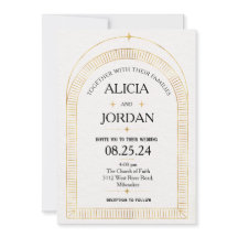 神秘的金ゴールド天文学結婚式招待状