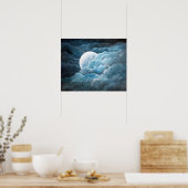 神秘的、月光、月、オリジナル絵画の ポスター (キッチン)