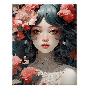 神秘的AIアニメシック：ヴィンテージリトルブラックドレス ポスター