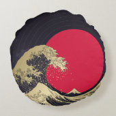 『神素晴らし奈川の波』 波日本のi北斎 ラウンドクッション (裏面)