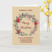 神素朴娘と夫がクリスマスに祝う カード (黄色い花)