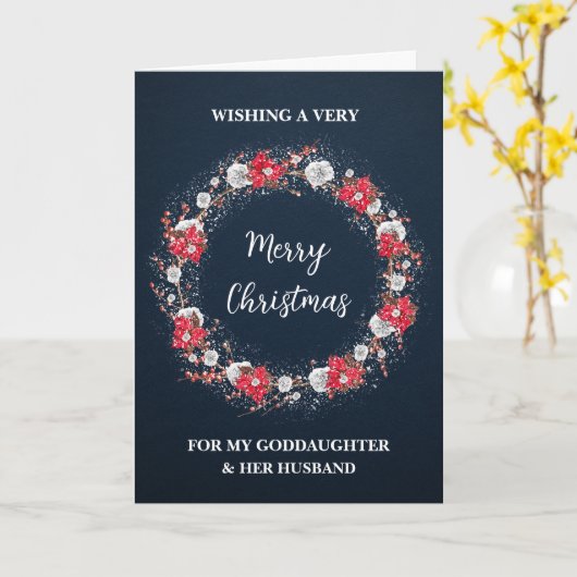 神素朴娘と彼女の夫メリークリスマス カード (黄色い花)