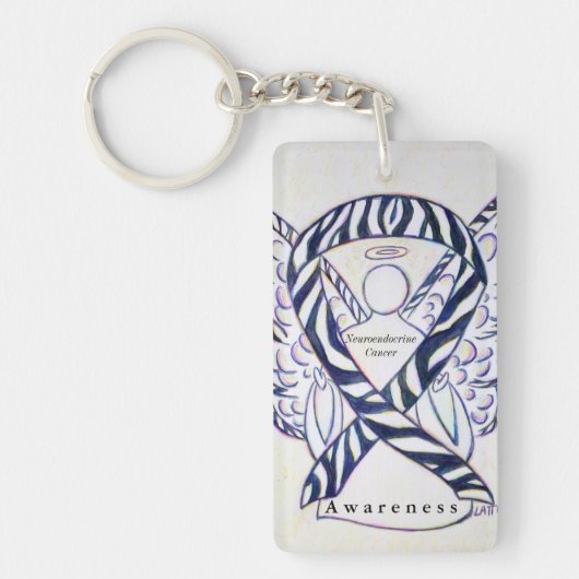 神経内分泌がん認識度リボンキーチェーン キーホルダー (正面)