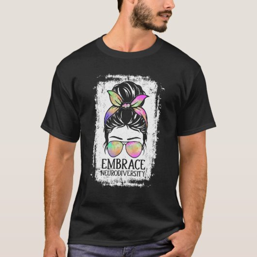 神経多様性を受け入れる 自閉症啓発 ASD ADHD V Tシャツ (正面)