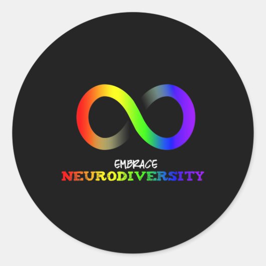 神経多様性を受け入れる 自閉症 ASD ADHD レインボー インフィニティ ラウンドシール (正面)