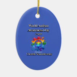 神経多様性を大切に。世界自閉症啓発デー セラミックオーナメント