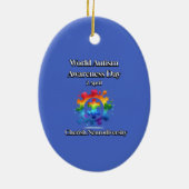 神経多様性を大切に。世界自閉症啓発デー セラミックオーナメント (裏面)