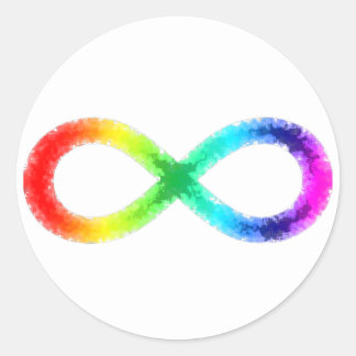 神経多様性ステッカー、白 ラウンドシール