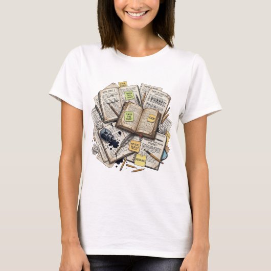 神経多様性レトロ ヴィンテージブック インク Tシャツ (正面)