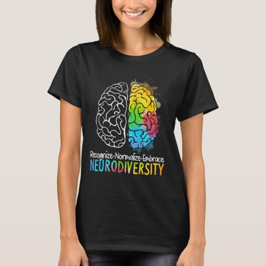 神経多様性自閉症スペクトルAsd Adhd Rainbow Br Tシャツ (正面)