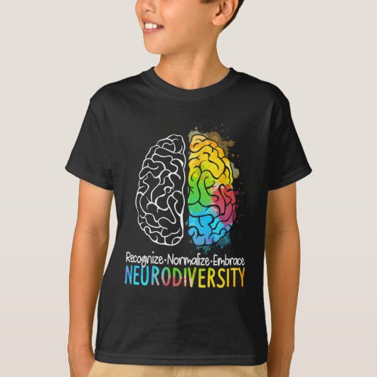 神経多様性自閉症スペクトルAsd Adhd Rainbow Br Tシャツ (正面)