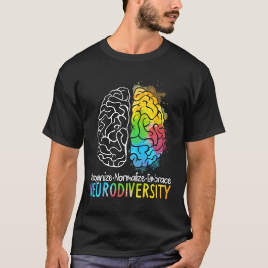 神経多様性自閉症スペクトルAsd Adhd Rainbow Br Tシャツ (正面)