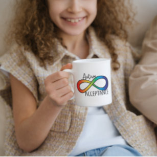 神経多様性自閉症受容虹ボタン コーヒーマグカップ