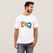神経多様性自閉症受容虹ボタン Tシャツ (正面フル)
