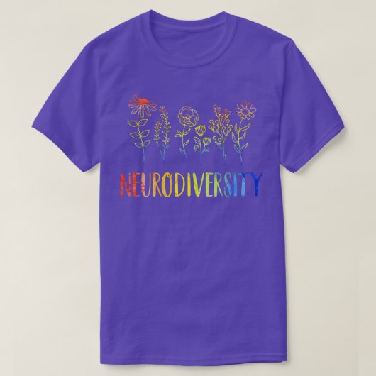 神経多様性自閉症意識ADHDレインボーフロー Tシャツ (デザイン正面)