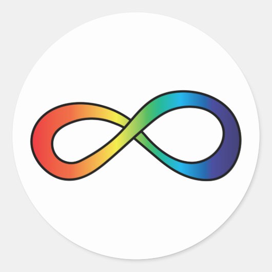 神経多様性自閉症認識受容虹 ラウンドシール (正面)