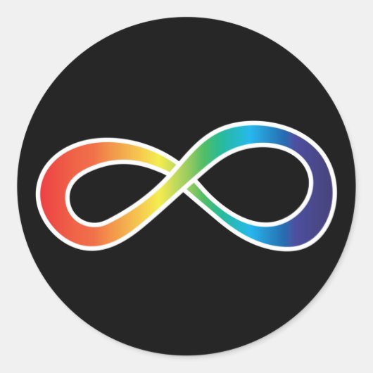 神経多様性自閉症認識受容虹 ラウンドシール (正面)