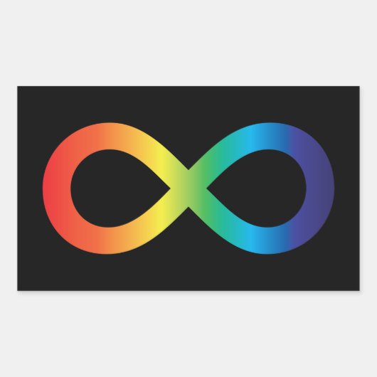 神経多様性自閉症認識受容虹 長方形シール (正面)